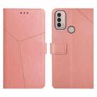 For Motorola Moto E40 Y Stitching Horizontal Flip Leather Phone Case(Rose Gold) - 1