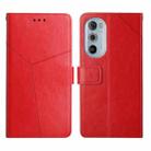 For Motorola Edge 30 Pro Y Stitching Horizontal Flip Leather Phone Case(Red) - 1