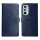 For Motorola Edge 30 Pro Y Stitching Horizontal Flip Leather Phone Case(Blue) - 1