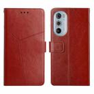 For Motorola Edge 30 Pro Y Stitching Horizontal Flip Leather Phone Case(Brown) - 1