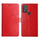 For Motorola Moto G Power 2022 Y Stitching Horizontal Flip Leather Phone Case(Red) - 1