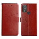 For Motorola Moto G Power 2022 Y Stitching Horizontal Flip Leather Phone Case(Brown) - 1