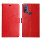 For Motorola Moto G Pure 2021 Y Stitching Horizontal Flip Leather Phone Case(Red) - 1