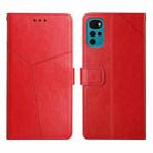 For Motorola Moto G22 Y Stitching Horizontal Flip Leather Phone Case(Red) - 1