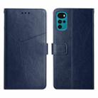 For Motorola Moto G22 Y Stitching Horizontal Flip Leather Phone Case(Blue) - 1