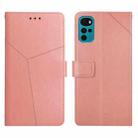 For Motorola Moto G22 Y Stitching Horizontal Flip Leather Phone Case(Rose Gold) - 1