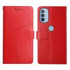 For Motorola Moto G31 / G41 Y Stitching Horizontal Flip Leather Phone Case(Red) - 1