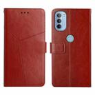 For Motorola Moto G31 / G41 Y Stitching Horizontal Flip Leather Phone Case(Brown) - 1