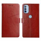 For Motorola Moto G51 5G Y Stitching Horizontal Flip Leather Phone Case(Brown) - 1