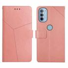 For Motorola Moto G51 5G Y Stitching Horizontal Flip Leather Phone Case(Rose Gold) - 1