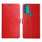 For Motorola Moto G71 5G Y Stitching Horizontal Flip Leather Phone Case(Red) - 1