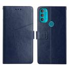 For Motorola Moto G71 5G Y Stitching Horizontal Flip Leather Phone Case(Blue) - 1