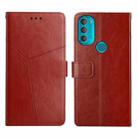 For Motorola Moto G71 5G Y Stitching Horizontal Flip Leather Phone Case(Brown) - 1