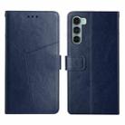 For Motorola Moto G200 5G Y Stitching Horizontal Flip Leather Phone Case(Blue) - 1