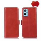 For OPPO Realme 9i/A36 4G/A76 4G/A96 4G Crazy Horse Top Layer Cowhide Leather Phone Case(Red) - 1