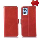 For OPPO Reno7 5G CN Version Crazy Horse Top Layer Cowhide Leather Phone Case(Red) - 1