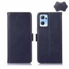 For OPPO Reno7 5G CN Version Crazy Horse Top Layer Cowhide Leather Phone Case(Blue) - 1
