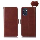 For OPPO Reno7 SE 5G Crazy Horse Top Layer Cowhide Leather Phone Case(Brown) - 1