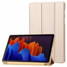 For Samsung Galaxy Tab S8+ / S7+ 3-Fold Holder Silicone Leather Tablet Case(Gold) - 1
