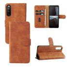 For vivo T1 5G Skin Feel Magnetic Flip Leather Phone Case(Brown) - 1