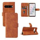 For Google Pixel 7 Pro Skin Feel Magnetic Flip Leather Phone Case(Brown) - 1