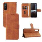 For Sony Xperia 10 IV Skin Feel Magnetic Flip Leather Phone Case(Brown) - 1