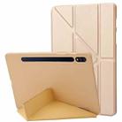 For Samsung Galaxy Tab S8+ / S7+ Deformation Silicone Leather Tablet Case(Gold) - 1