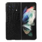 For vivo X Fold Precise Hole Crocodile Top Layer Cowhide Leather Phone Case(Black) - 1