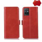 For vivo Y75 5G Global/T1 5G Global/Y55 5G Global/Y33S 5G Global/IQOO U5 Crazy Horse Top Layer Cowhide Leather Phone Case(Red) - 1