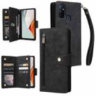 For OnePlus Nord N100 Rivet Buckle 9 Cards Three Fold Leather Phone Case(Black) - 1