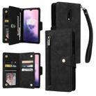 For OnePlus 7 Rivet Buckle 9 Cards Three Fold Leather Phone Case(Black) - 1