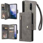 For OnePlus 7 Pro Rivet Buckle 9 Cards Three Fold Leather Phone Case(Grey) - 1