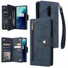 For OnePlus 7T Pro Rivet Buckle 9 Cards Three Fold Leather Phone Case(Blue) - 1