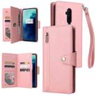 For OnePlus 7T Pro Rivet Buckle 9 Cards Three Fold Leather Phone Case(Rose Gold) - 1