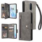 For OnePlus 8 Rivet Buckle 9 Cards Three Fold Leather Phone Case(Grey) - 1