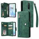 For OnePlus 8 Rivet Buckle 9 Cards Three Fold Leather Phone Case(Green) - 1