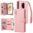 For OnePlus 8 Pro Rivet Buckle 9 Cards Three Fold Leather Phone Case(Rose Gold) - 1