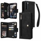 For OnePlus Nord Rivet Buckle 9 Cards Three Fold Leather Phone Case(Black) - 1