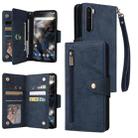 For OnePlus Nord Rivet Buckle 9 Cards Three Fold Leather Phone Case(Blue) - 1