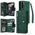 For OnePlus Nord Rivet Buckle 9 Cards Three Fold Leather Phone Case(Green) - 1