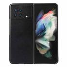 For vivo X Fold Precise Hole Genuine Leather Double Color Crazy Horse Phone Case(Black) - 1