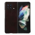 For vivo X Fold Precise Hole Genuine Leather Double Color Crazy Horse Phone Case(Coffee) - 1