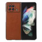 For vivo X Fold Precise Hole Genuine Leather Double Color Crazy Horse Phone Case(Brown) - 1