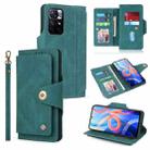 For Xiaomi Redmi Note 11 5G China POLA 9 Card-slot Oil Side Leather Phone Case(Dark Green) - 1