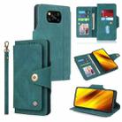 For Xiaomi Poco X3 NFC / X3 Pro POLA 9 Card-slot Oil Side Leather Phone Case(Dark Green) - 1