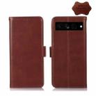 For Google Pixel 7 Pro 5G Crazy Horse Top Layer Cowhide Leather Phone Case(Brown) - 1