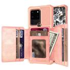 For Samsung Galaxy S20 Ultra 10-Card Wallet Bag PU Back Phone Case(Rose Gold) - 1