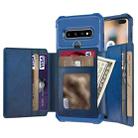 For Samsung Galaxy S10 10-Card Wallet Bag PU Back Phone Case(Blue) - 1