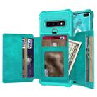 For Samsung Galaxy S10 10-Card Wallet Bag PU Back Phone Case(Green) - 1