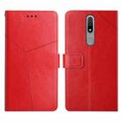 For Nokia 2.4 Y Stitching Horizontal Flip Leather Phone Case(Red) - 1